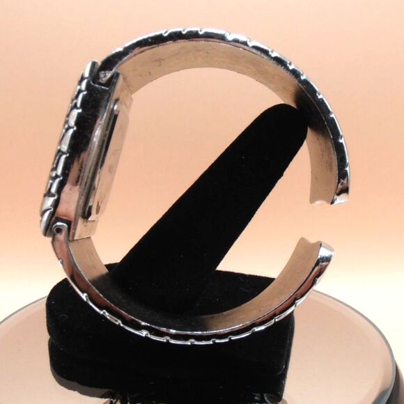 Geneva Women's Analog Watch Silver & Gold Toned Snakeskin Cuff Band - Picture 3 of 6